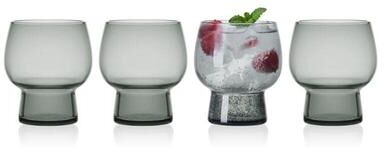 Mikasa Set of 4 Phoebe Smoke Double Old Fashioned Glasses, 14 Oz