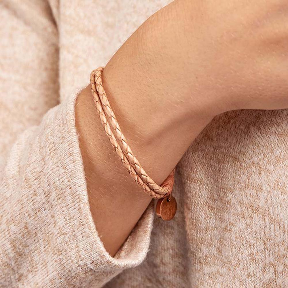 Unique Lederarmband mit Verschluss aus Edelstahl braun