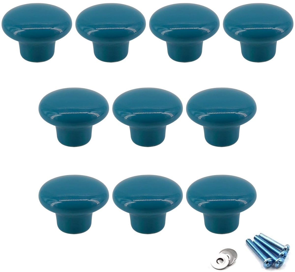 Set van 10 blauwe keramische ladehandgrepen en knoppen voor het verfraaien van je meubels