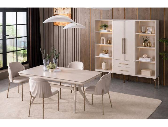 JVmoebel Essgruppe Esszimmer Set Esstisch 4х Stühle Modern Hell Geschmackvoll Exklusiv, (5-tlg), Made in Europa