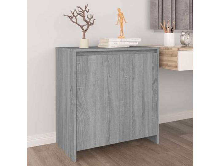 RJPLMFV Anrichte Sonoma, Grau, 70 x 41 x 75 cm, aus Holz 2 Türen, Aufbewahrung für Bücher und Multimedia, oberes Regal zur Dekoration