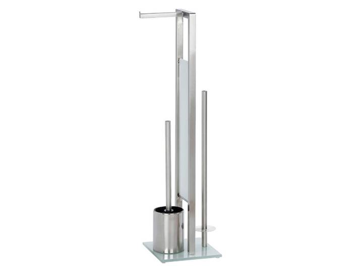 Wenko Wc-Bürstenkombination, Weiss, Edelstahlfarben, Metall, 18x70x23 cm, Bürstenkopf austauschbar, Ersatzrollenhalter, Papierhalter, Badaccessoires
