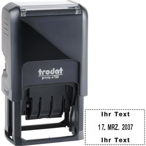 Trodat Datumstempel Printy 4750, schwarz, selbstfärbend, Abdruck 40 x 23 mm, Schrifthöhe 4 mm, bis 2 Zeilen Wunschtext