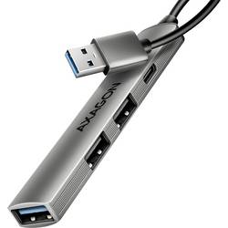 AXAGON HUE-STA USB-Hub 4 Port USB-C®, USB-A 5 GBit/s mit Aluminiumgehäuse Grau