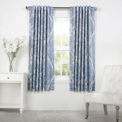 Exclusive Fabrics Tea Time China Blue 63 inches Room Darkening Curtain Panel Pair (2 Panels) - 50x63
