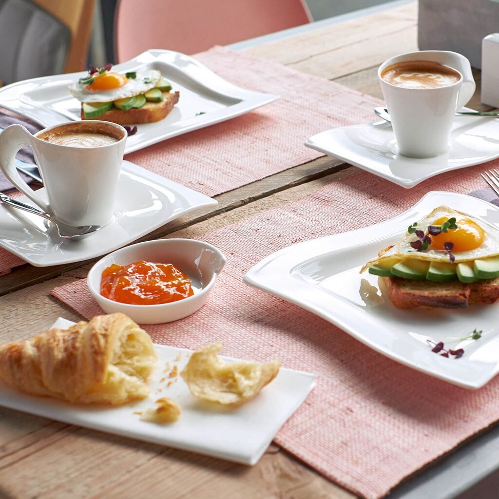 Geschirr-Set VILLEROY & BOCH "Kaffee Set NewWave 12er Set weiß", weiß, Porzellan, Geschirr-Sets, Geschirr-Set