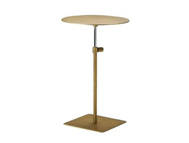 YCCHAH Sofatisch Hebe-Beistelltisch aus Edelstahl, Kleiner runder Tisch, hoher Fuß, Teetisch, Sofa, beweglicher Beistelltisch, Kaffee, einfacher Wohnzimmer-Beistelltisch(Gold,Circle)