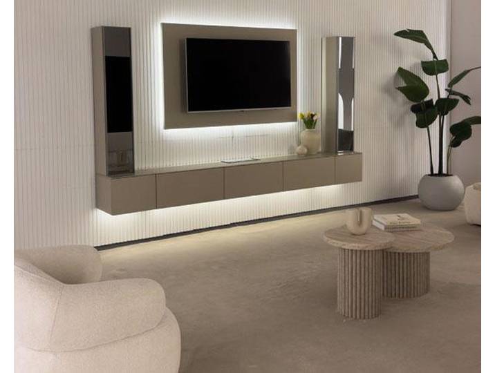 JVmoebel TV-Wand Designer Wohnzimmer Set Edle TV-Wohnwand 2x TV Unterschränke 3tlg, Made in Europa