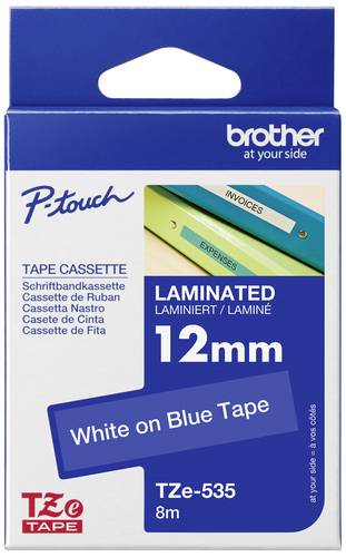 Brother TZe TZe-535 Bandfarbe: Blau Schriftfarbe:Weiß 12mm 8m