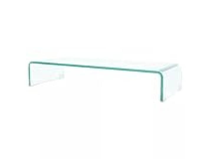Helloshop26 Meuble télé Buffet TV télévision Design Pratique pour Moniteur 70 cm Verre Transparent 2502255