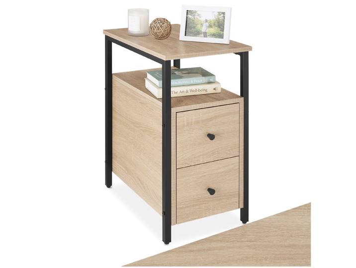 Table de chevet Tullamore 49,5x30x61,5cm - Bois clair industriel, Chêne Sonoma