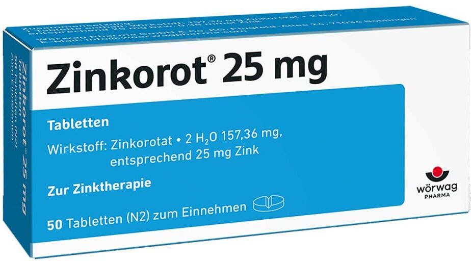 Zinkorot 25 Mg Zink Tabletten 50stk