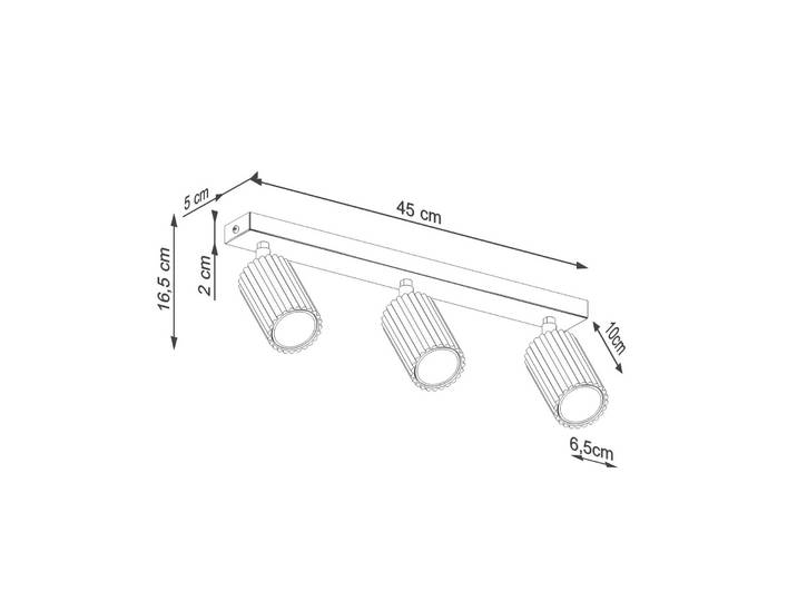 Deckenstrahler Karbon, schwarz, Länge 45 cm, Alu, 3-flg. Karbon SOLLUX LIGHTING, dimmbar, schwarz, für Wohn- / Esszimmer, Aluminium, Modern