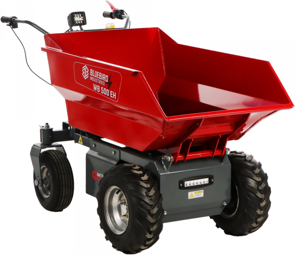 Blue Bird WB 500EH - Akku-Schubkarre - 48 V 32 Ah - Dumper-Mulde mit hydraulischem Kippsystem