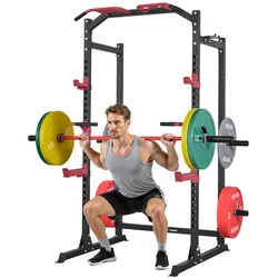 VEVOR Power Cage Power Rack, multifunktionales Squat-Rack mit verstellbarer Höhe, Heimfitnessgerät für Krafttraining mit J-Haken & weiteren Fitnessaufsätzen für Bankdrücken Klimmzüge Dips