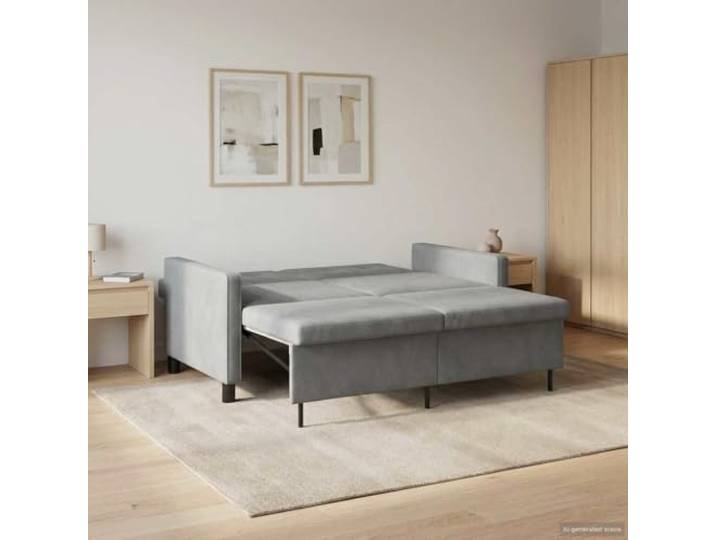 YUTAASU Schlafsofa Dunkelgrau Stoff Verstellbare Rueckenlehne, 4 Abnehmbare Kissen, Sperrholz Metallrahmen, Kompakt