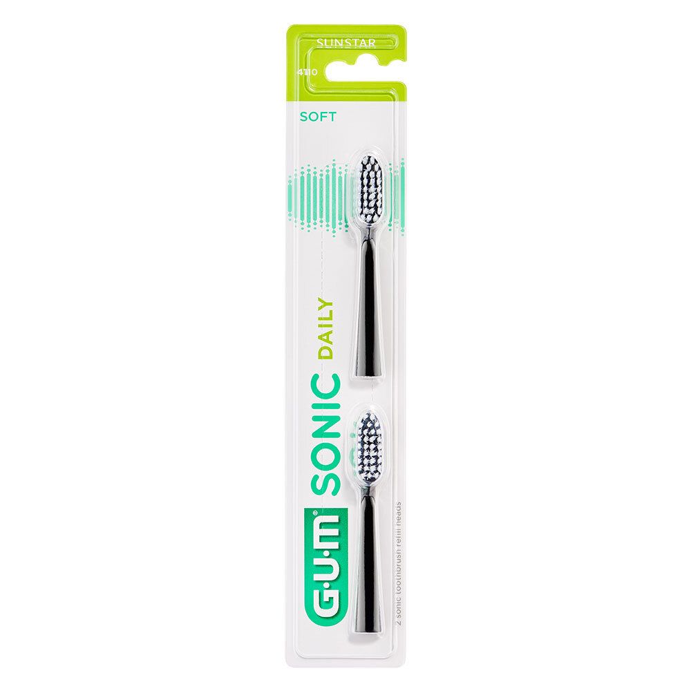 GUM Sonic Daily Ersatzbürstenköpfe schwarz 2 St Zahnbürste