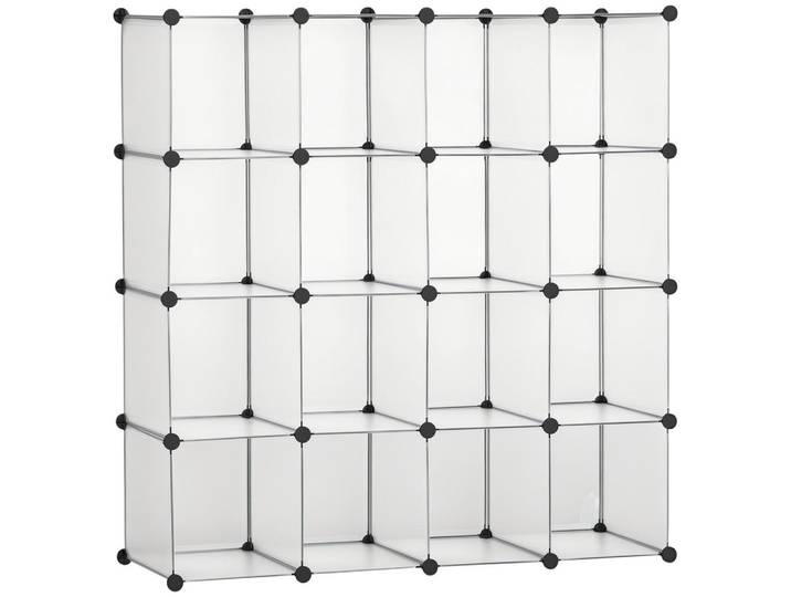 ComfortXL Modulares Regal De-09400 16 separate Boxen Weiß, Kunststoff, 32x125x125 cm, Garderobe, Schuhaufbewahrung