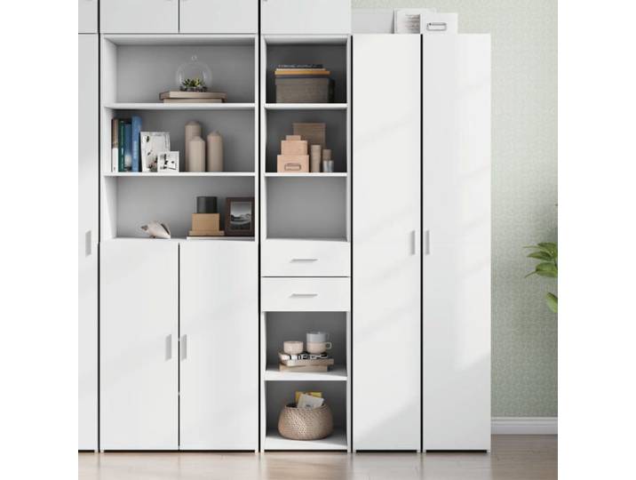 SALE 2025 Armoire haute vitrine - Bibliothèque Buffet haut - blanc 40x42 5x185 cm - bois d'ingénierie 37 2 Kg 5343