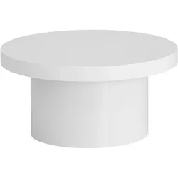 COUCHTISCH Rund Klein in Weiß Hochglanz Modern, Pilz-Form, 60x60x30 cm