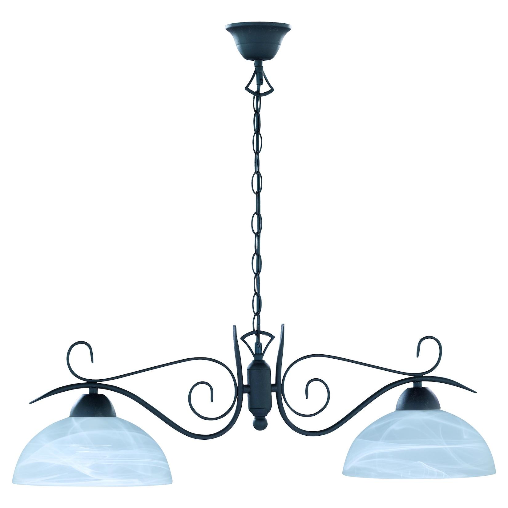 Reality Trio Ardennes Pendelleuchte im Landhausstil, Alabaster, rostfarben