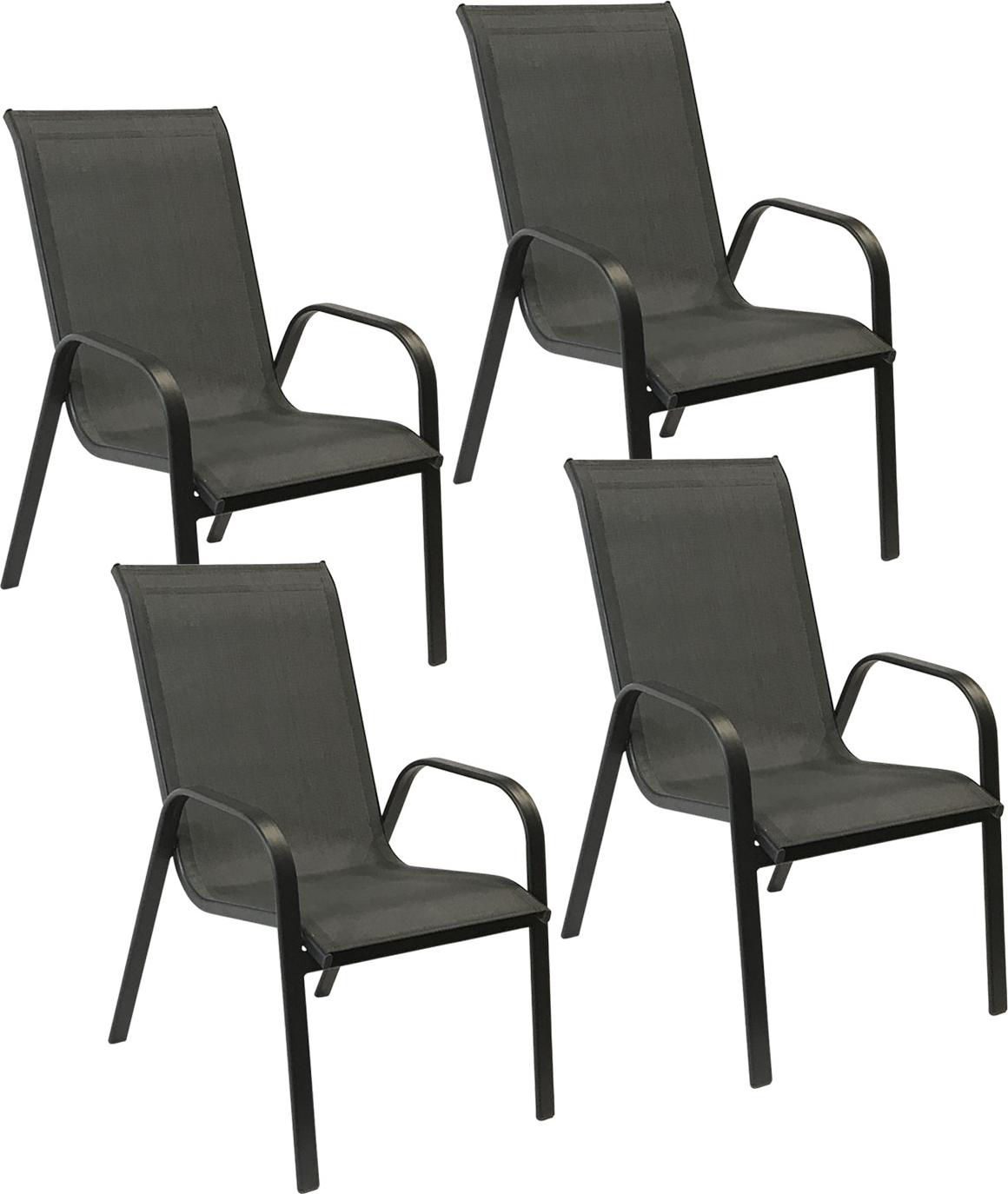 4erSet Stühle MARBELLA aus grauem Textilene - anthrazitgraues Aluminium