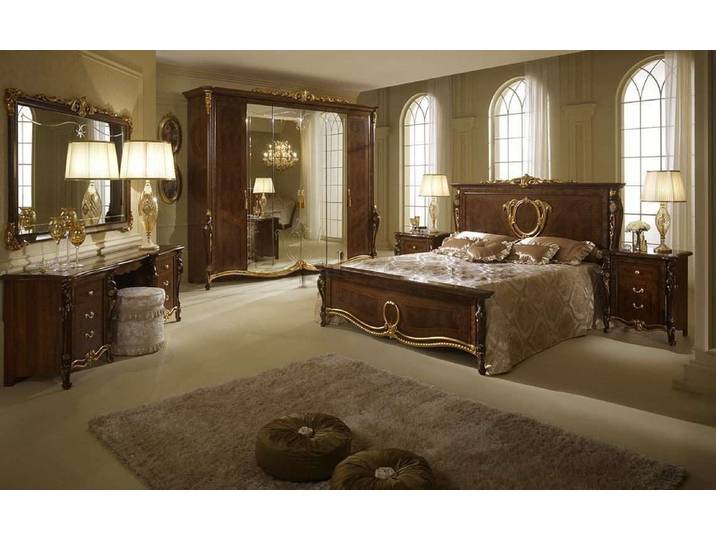 Xlmoebel Komplettschlafzimmer Doppelbett im Antik-Barock-Stil mit passenden Möbelstücken, (6-tlg), Hergestellt in Europa