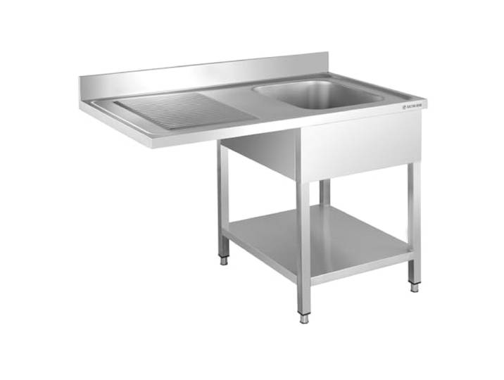 GastroHero Spülzentrum, 1 Becken, 120x70 cm, Edelstahl SPZT-BASIC12X7R 1 Becken rechts 40x50 cm, Abtropffläche links, mit 10 cm Aufkantung & Grundboden, für Gastronomie & Profi-Küche