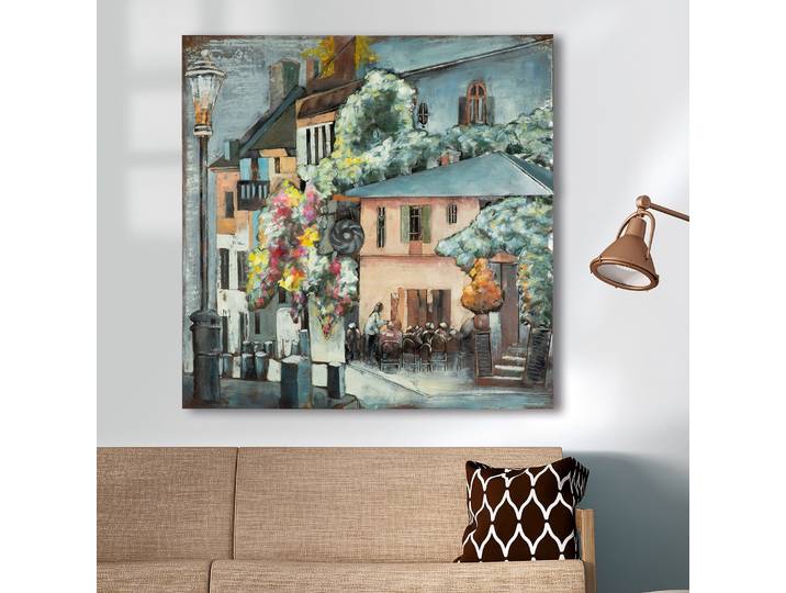 Metallbild CASABLANCA BY GILDE Bild quadratisch Café Toskana mehrfarbig H. 100 cm , bunt (farbe bild(er): mehrfarbig), B:100cm H:100cm T:3,5cm, Metall, Bilder, Metallbild