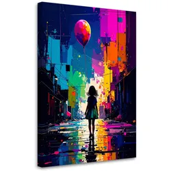 LEINWANDBILD Mädchen mit Ballon Street Art 60x90cm