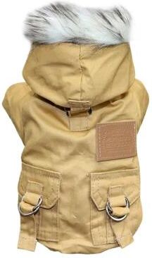 ModernMart Winter Dog Coat For Small To Medium Pets: Thicken Warm Hoodie Jacket Khaki M