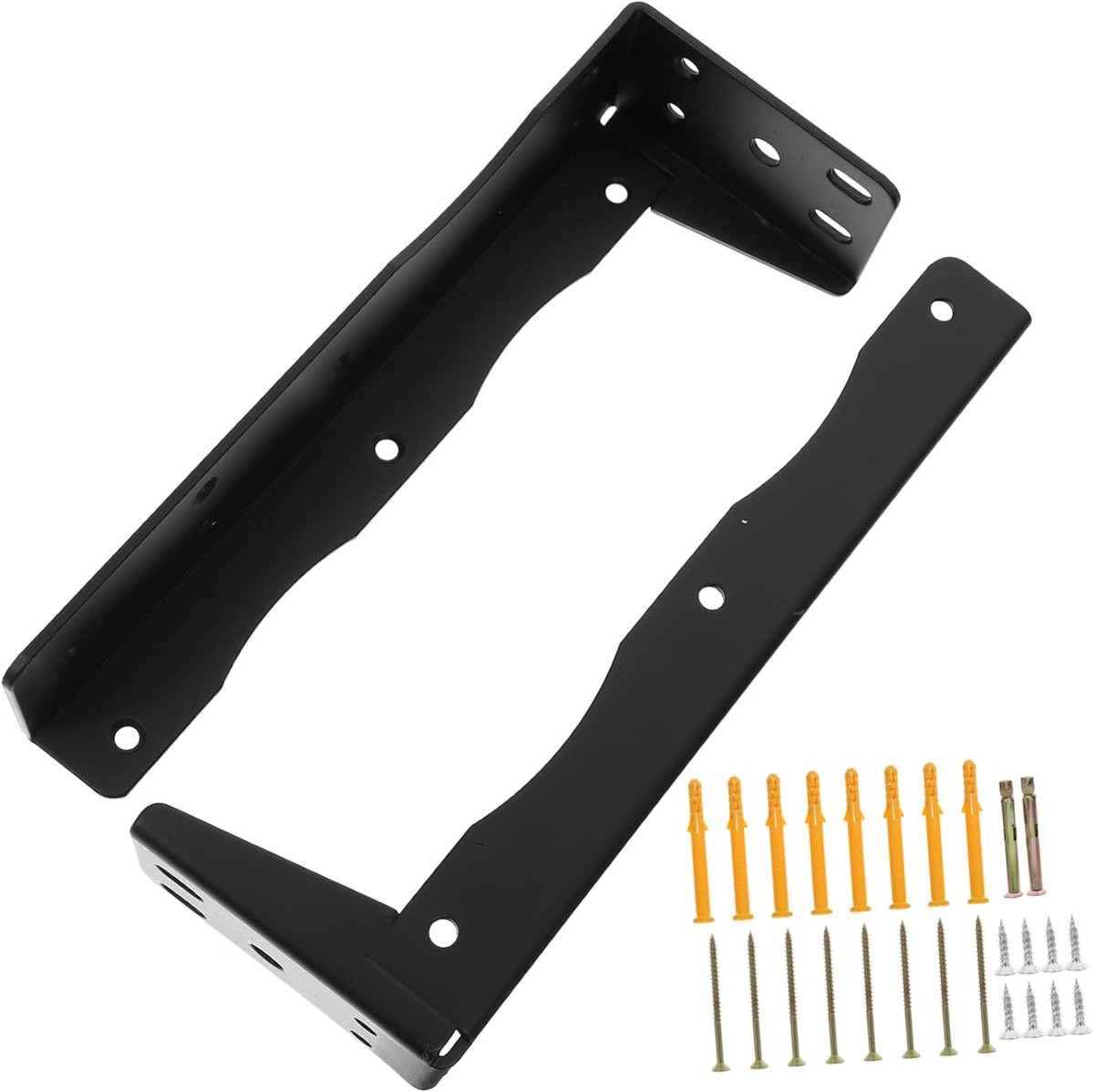Zwarte stevige plankdragers voor wandmontage, zware uitvoering, 22 cm