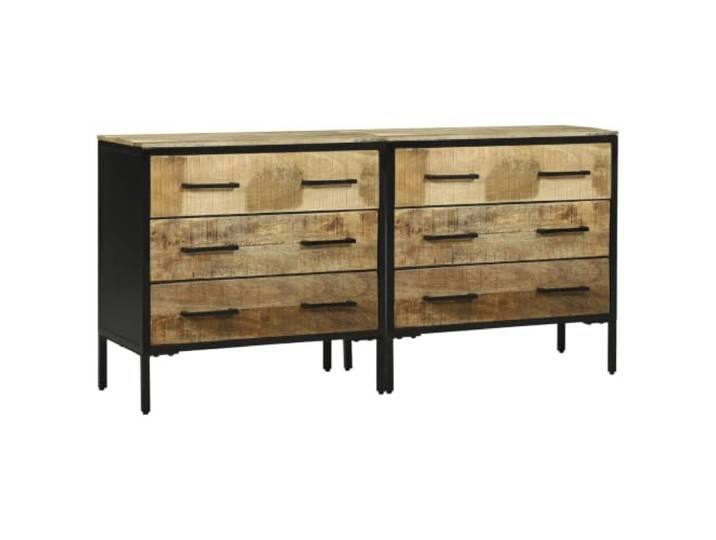 vidaXL Sideboards 70 x 35 x 70 cm Braun Raues Mango-Massivholz Dieses langlebige Holz weist eine einzigartige Maserung auf. Die Metallgestelle bieten Festigkeit und Stabilität