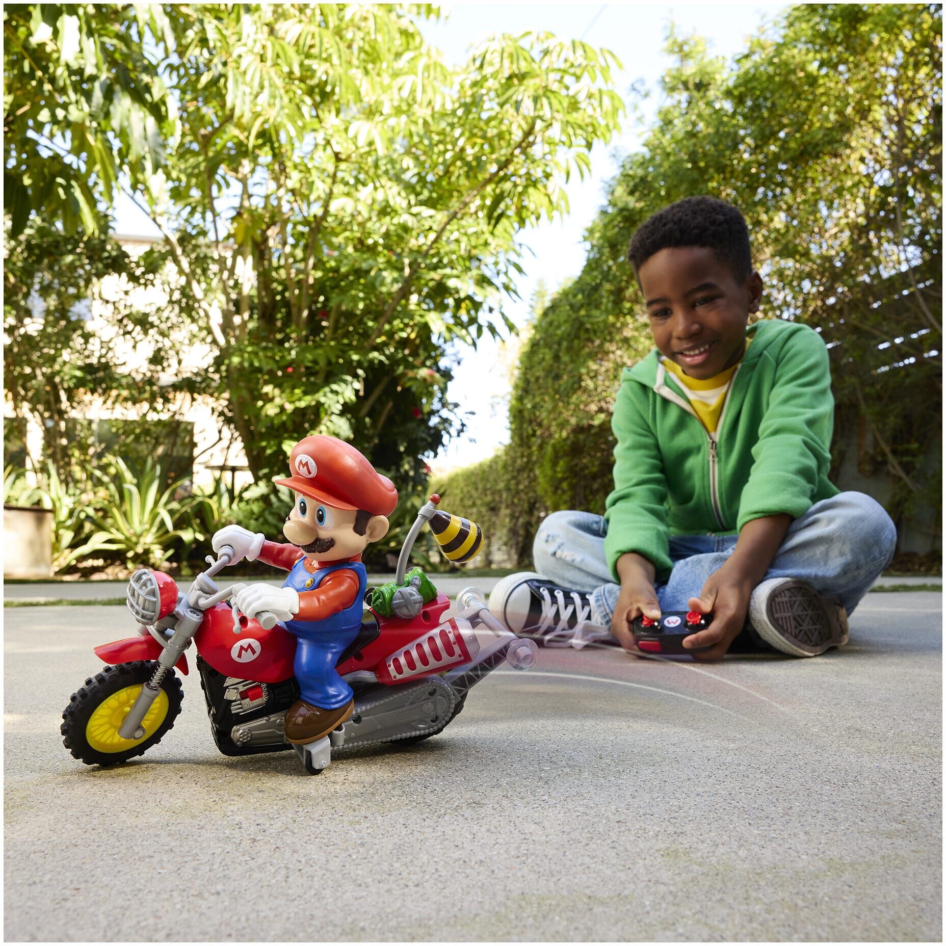 Mattel Hot Wheels Super Mario Galaxy Movie Mario Wheelie Motocross RC Remote-Control Motocross Vehicle for Kids