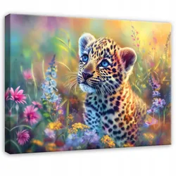 LEINWANDBILD Tiere Panther Bunt 100x70 cm