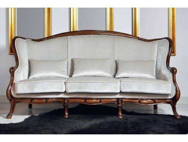 JVmoebel 3-Sitzer Klassisches graues Sofa aus Stoff mit eleganten Holzteilen in Braun, Made in Europa