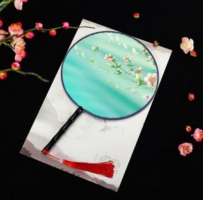 Multisell Products Hub Vintage Printing Silk Hand Fan, Round Cheongsam Tang Suit, Ancient Tassel Dance Fan, Multistyles Diameter 10