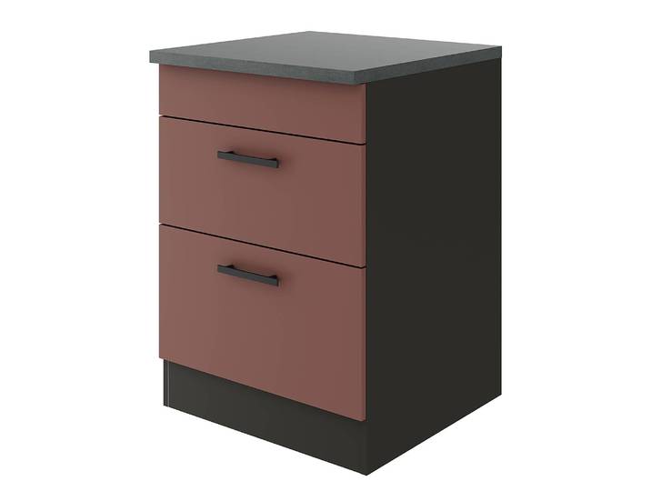 Unterschrank 2 Schubladen 60 x 85 x 60cm Rot/Rostrot/Anthrazit