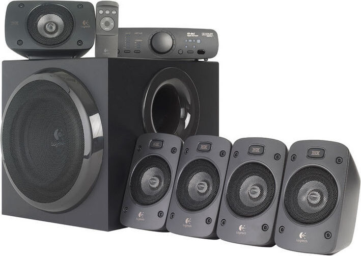 Logitech Z906 5.1 Speaker System PC-Lautsprechersystem, 5 Aktiv-Lautsprecher, Subwoofer, 500 Watt RMS, Dolby Digital/THX, Funkfernbedienung