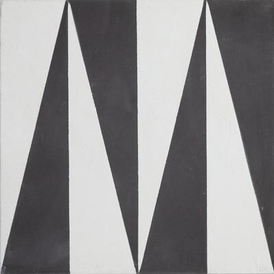 Moroccan Mosaic Tiznit Handmade Cement 8x8 Tile in White/Black
