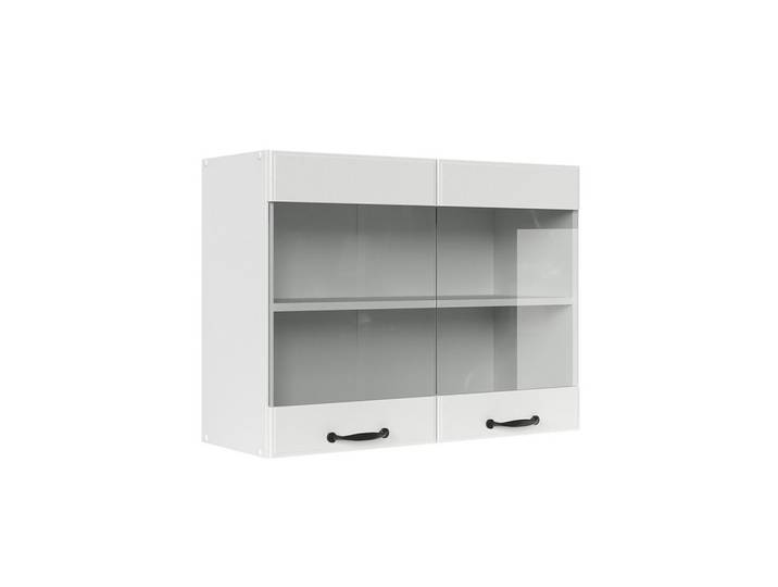 Vicco Küchenglasschrank R-Line Weiß Landhaus 80 cm, Weiß, Weiß, Holzwerkstoff, 1 Fächer, Rechteckig, 80x60x31 cm, Küchen, Küchenmöbel, Küchenschränke, Küchenoberschränke