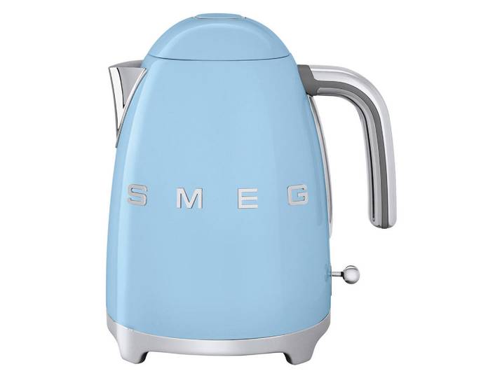 Smeg Wasserkocher 50´s Style, Hellblau, Metall, 1,7 L, 22.3x24.8x17.1 cm, automatische Abschaltung, Trockengehschutz, 360°-Sockel, Anti-Rutsch-Füße, abgedecktes Heizelement, herausnehmbarer Filter, Signalton, Küchengeräte, Wasserkocher