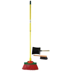 Krallenbesen Set 30 cm Holz mit Teleskopstiel Rosshaar Kehrgarnitur Handfeger und Schaufel Kehrset (1 , Krallenfeger + Kehrschaufel Set Rosshaar)