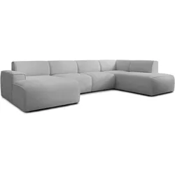 WOHNLANDSCHAFT Didim Hellgrau 378/220/78 cm – großes Sofa stilvoll & bequem R