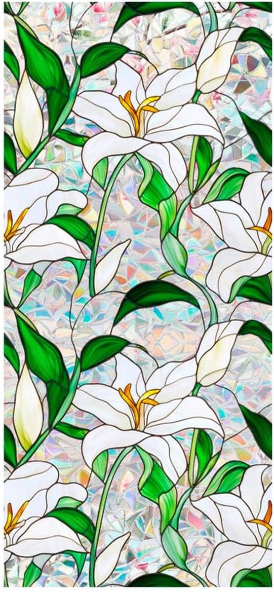 Raamfolie Bloem Decoratieve Raamsticker voor Privacy en Decoratie - Gekleurd - 43 x 100 cm