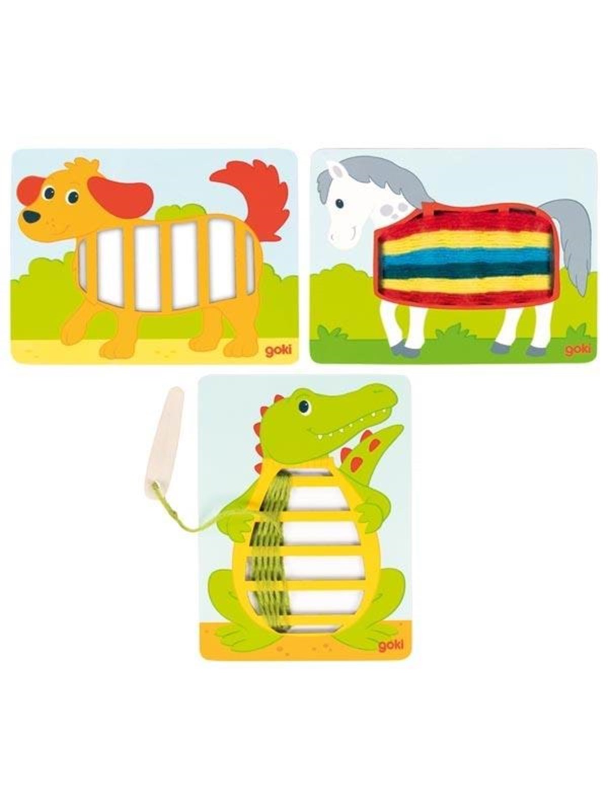 Goki Wooden Weaving Puzzles 3pcs. Holz