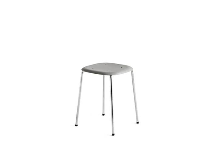 HAY Soft Edge 70 kruk Soft grey–chroom onderstel