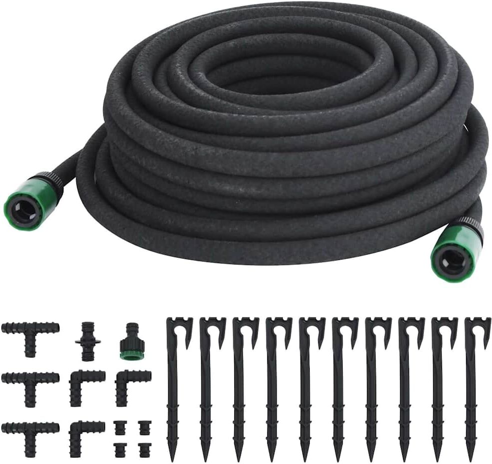 vidaXL Manguera porosa para jardín caucho negro 16 mm 25 m Negro