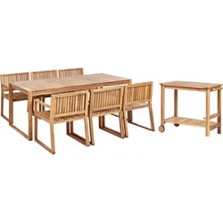 GARTENMÖBEL-SET 6-Sitzer Heller Holzfarbton Sassari II