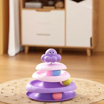 Uplift Essentials Octopus Inspired 3 Tier Tower & Interactive Teaser Toy purple